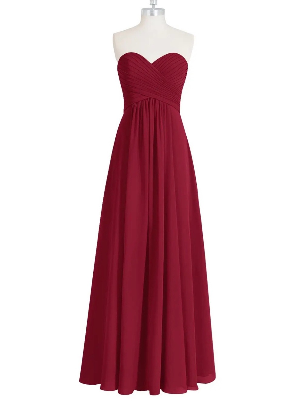 Azazie Yazmin Strapless Burgundy Chiffon Gown